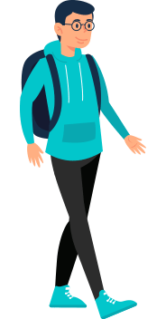 藍色衣服走動的人